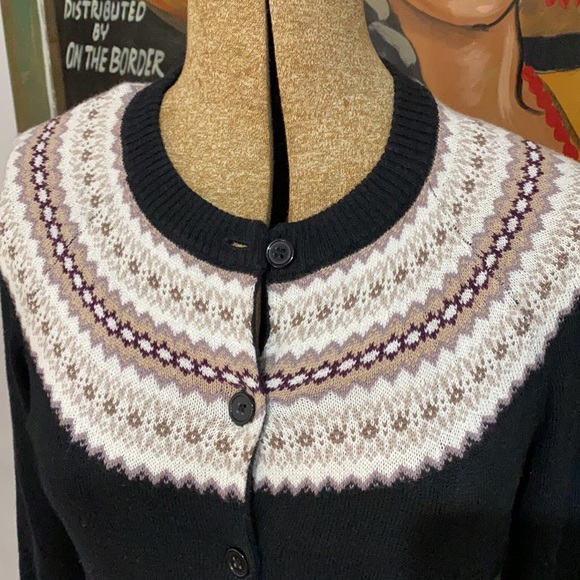 Merona Black Argyle Cardigan Size XS - Picture 3 of 11